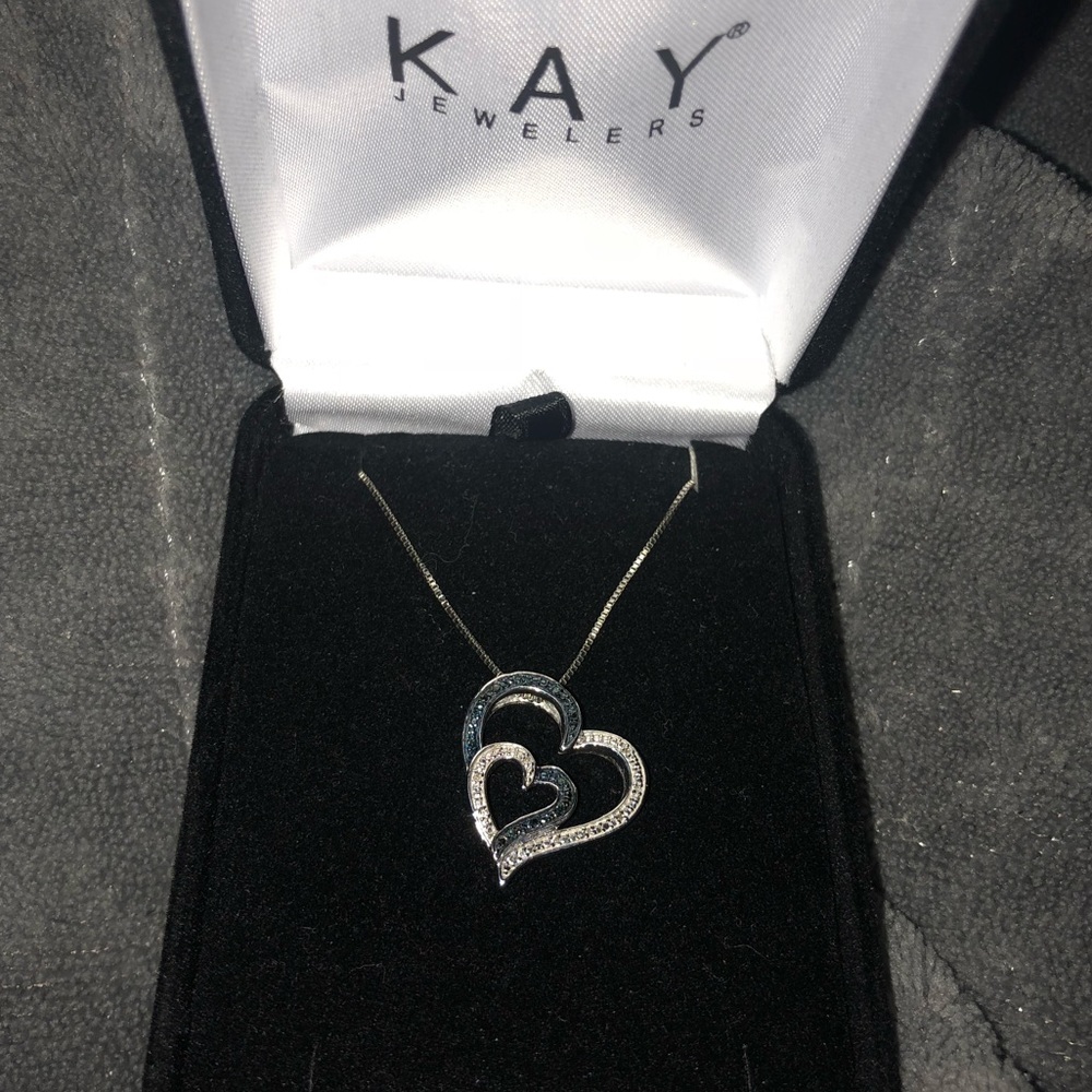 black and white diamond heart necklace